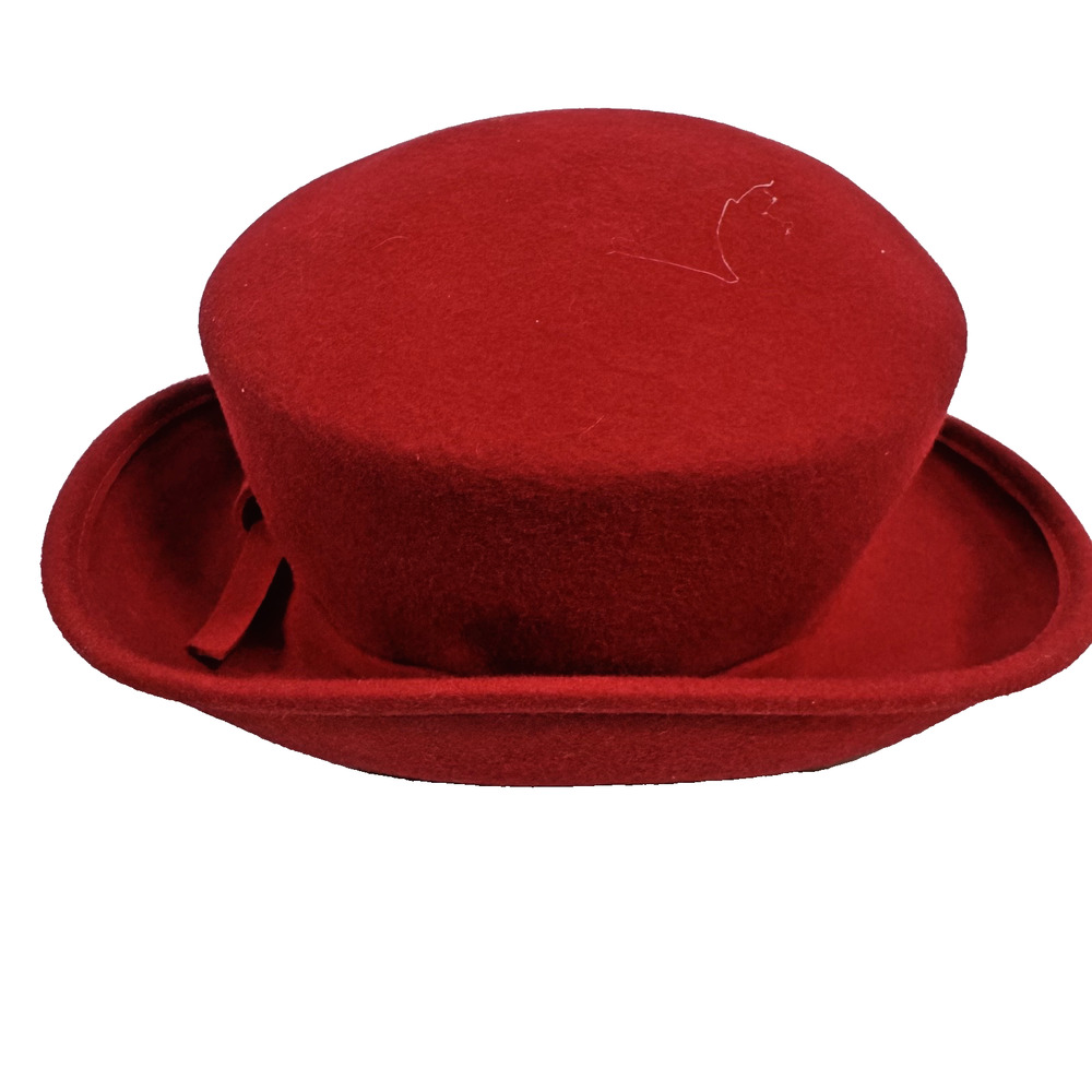 Vintage Lord & Taylor Hat Hot Red Felt Hat 100% Wool Made in USA